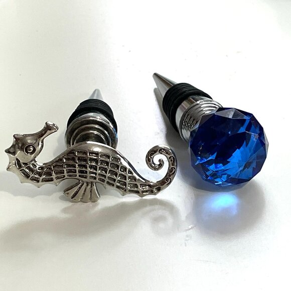 Set of 2 Handcrafted Nautical Beach Wine Stoppers-New! - Picture 1 of 7